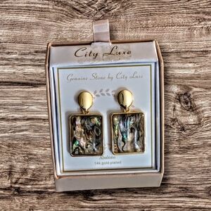 Abalone Shell 14k Gold Plated Iridescent Earrings